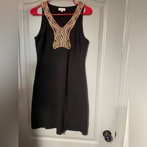 Ellie Black Dress with Colorful Embroidery